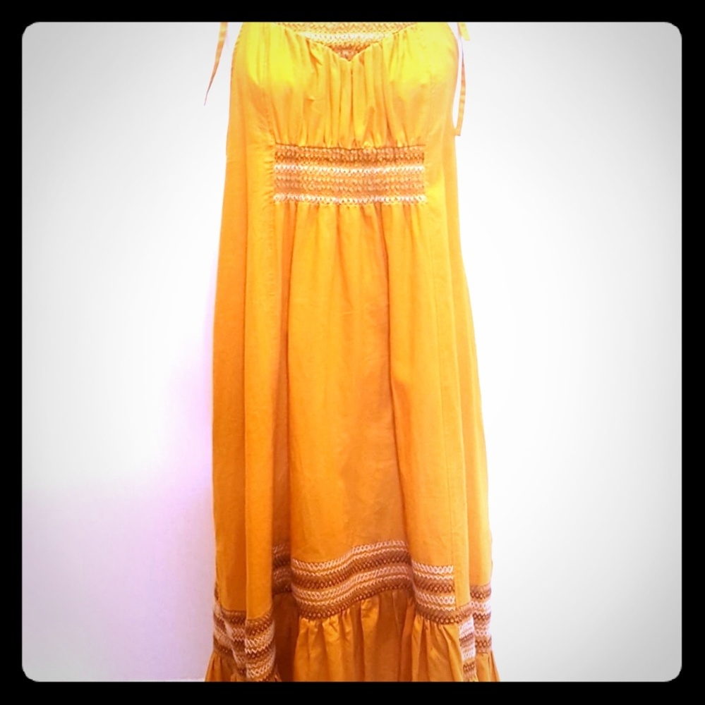 Free People Mustard Linen Cotton Dress Last Spring - Picture 1 of 6